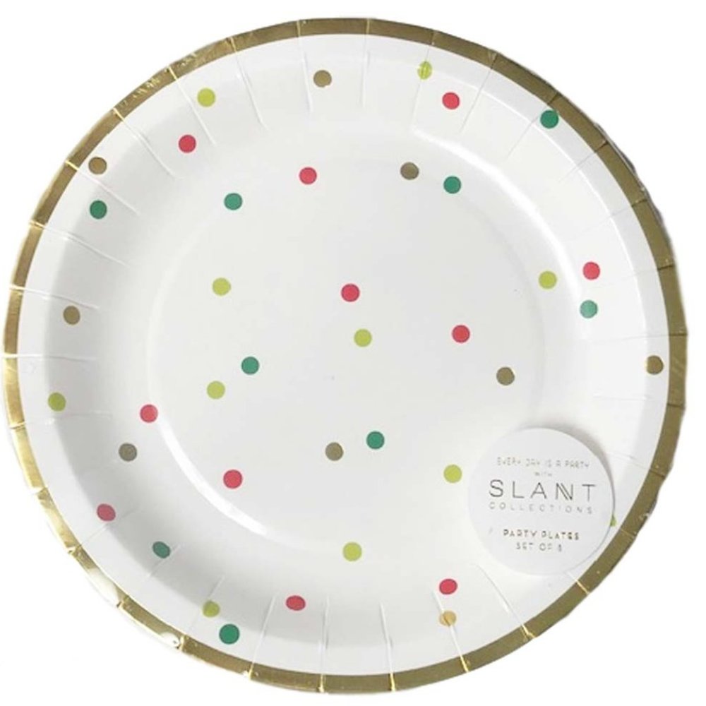 Holiday Red and Green Polka Dot Paper Plates